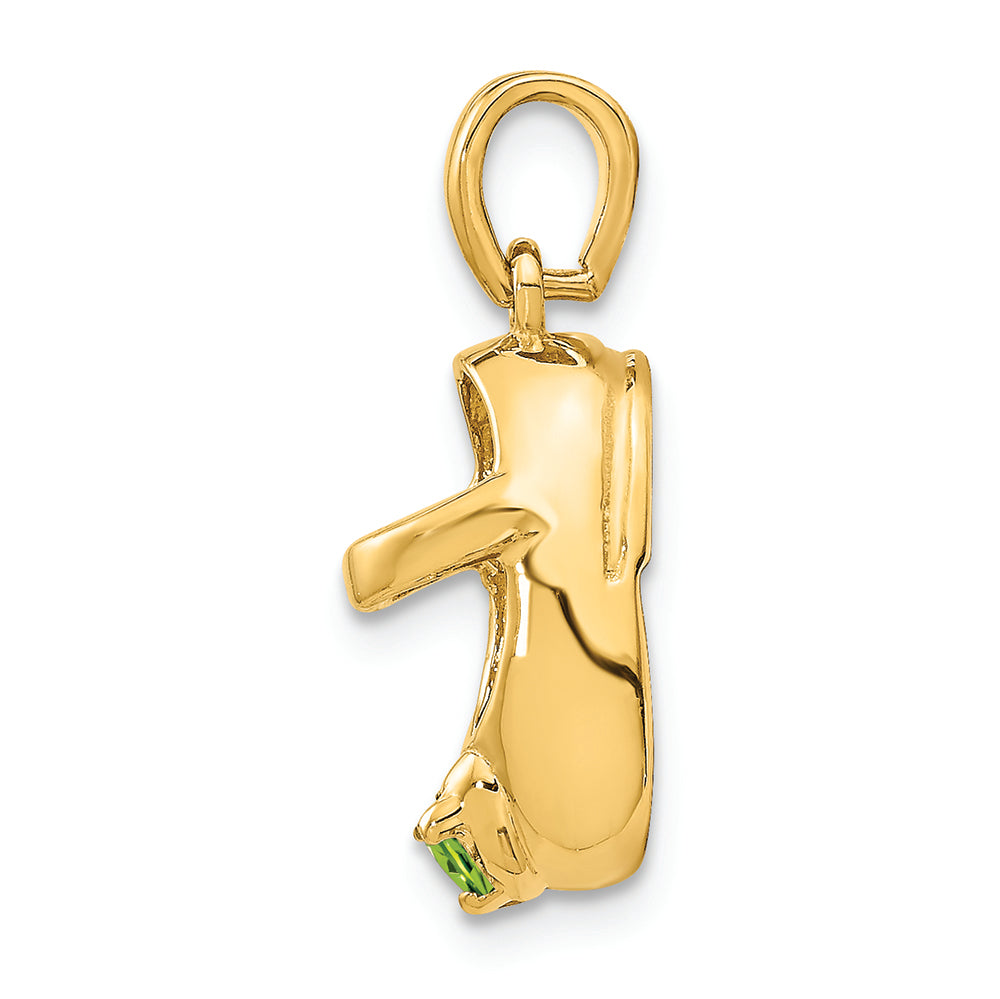 FJC Finejewelers 14k Yellow Gold 3D August Simulated Stone Engraveable Baby Shoe Charm