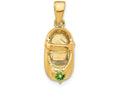 FJC Finejewelers 14k Yellow Gold 3D August Simulated Stone Engraveable Baby Shoe Charm
