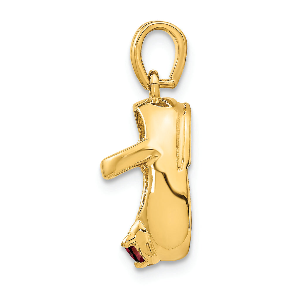 FJC Finejewelers 14k Yellow Gold 3D January Engraveable Red Simulated Stone Baby Shoe Charm