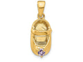 FJC Finejewelers 14k Yellow Gold 3D June Simulated Stone Engraveable Baby Shoe Charm