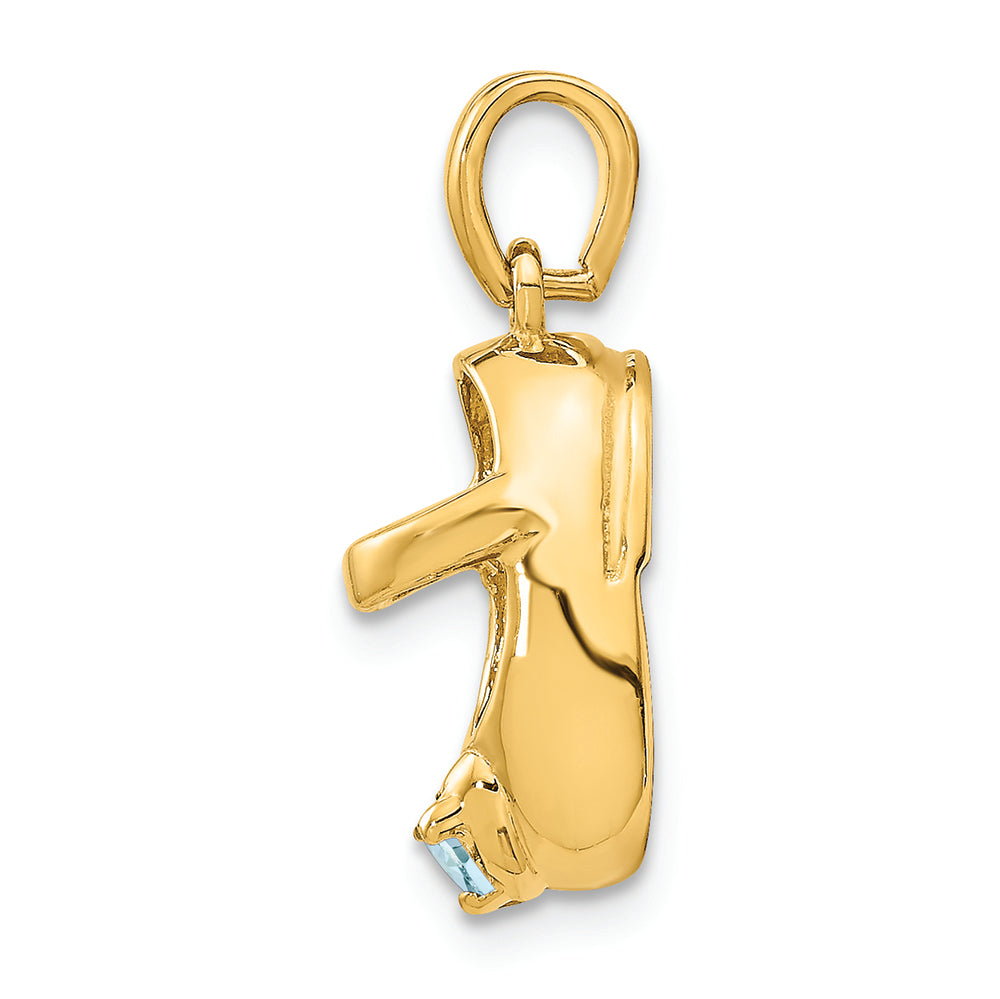 FJC Finejewelers 14k Yellow Gold 3D March Simulated Stone Engraveable Baby Shoe Charm