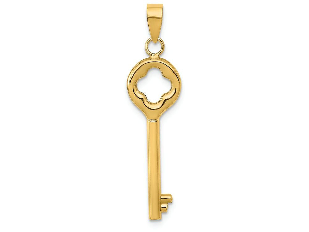 FJC Finejewelers 14k Yellow Gold Clover Top Puff Round Key Charm