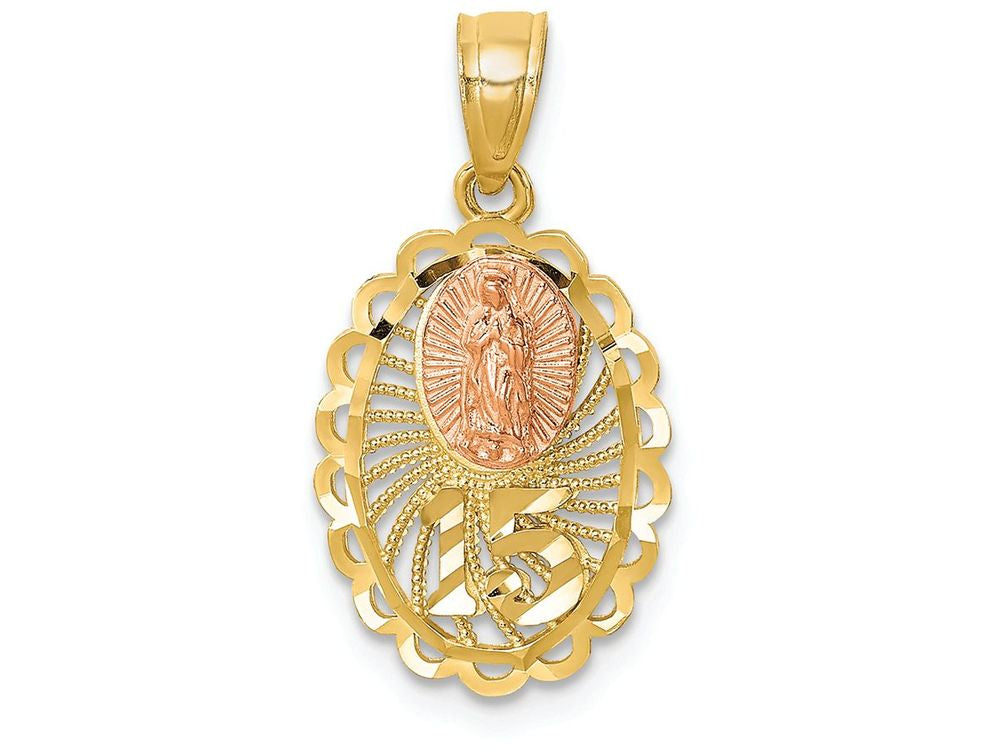 FJC Finejewelers 14k Two-tone Gold 15 Guadalupe Charm