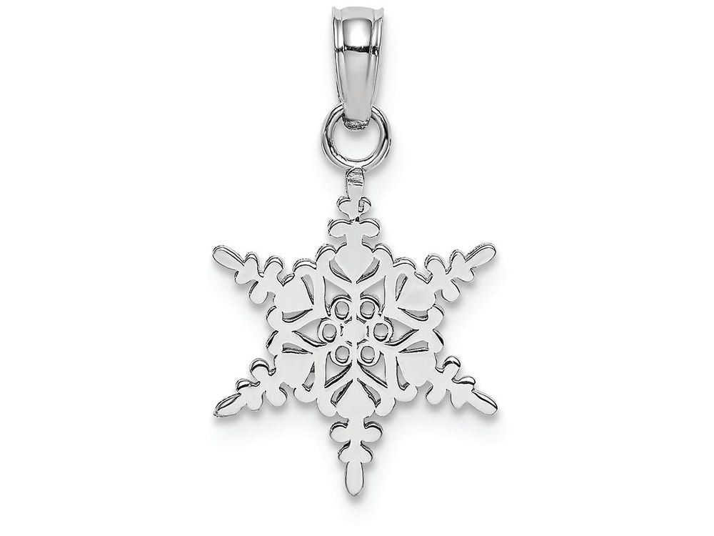 FJC Finejewelers 14k White Gold White Snowflake Charmcut-out Textured