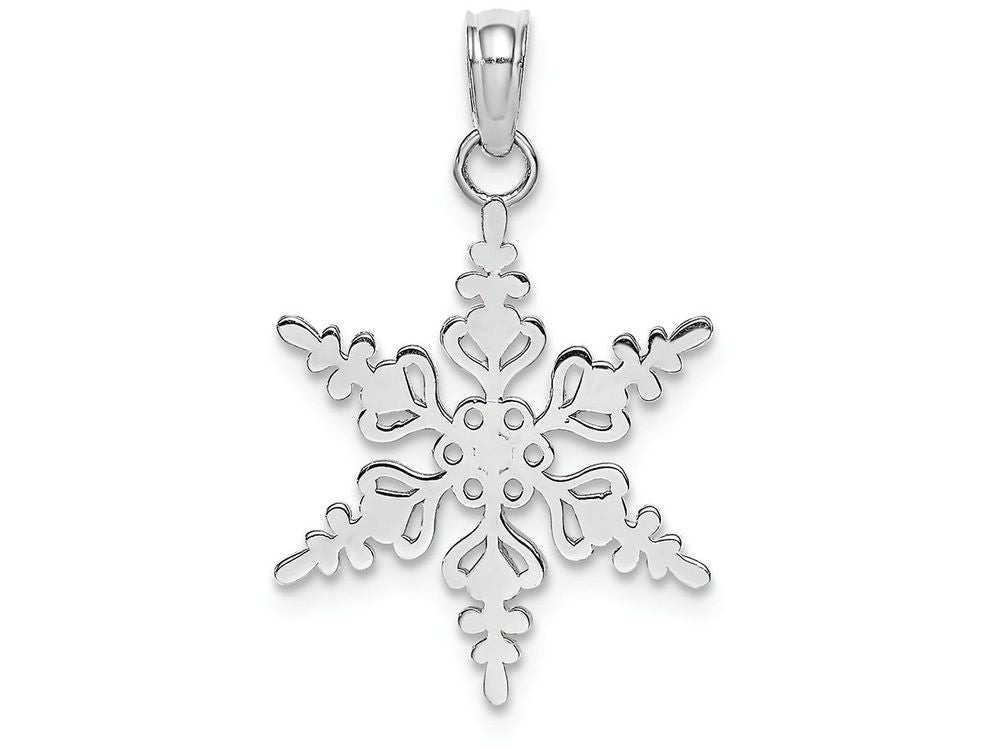 FJC Finejewelers 14k White Gold White Snowflake Charmcut-out Textured