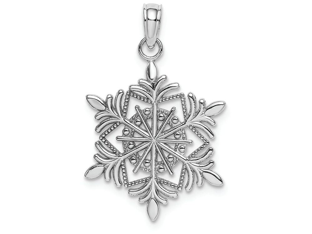 FJC Finejewelers 14k White Gold White Full Snowflake Charmcut-out Textured