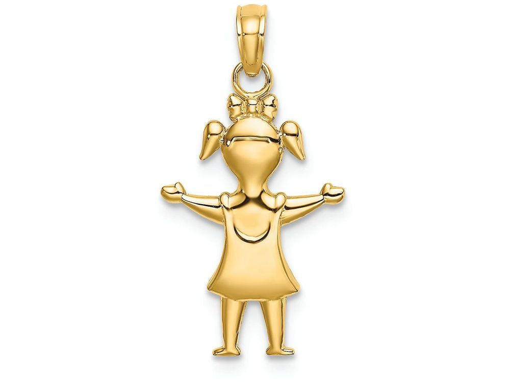 FJC Finejewelers 14k Yellow Gold Solid Polished Girl with Pig-tails Charm