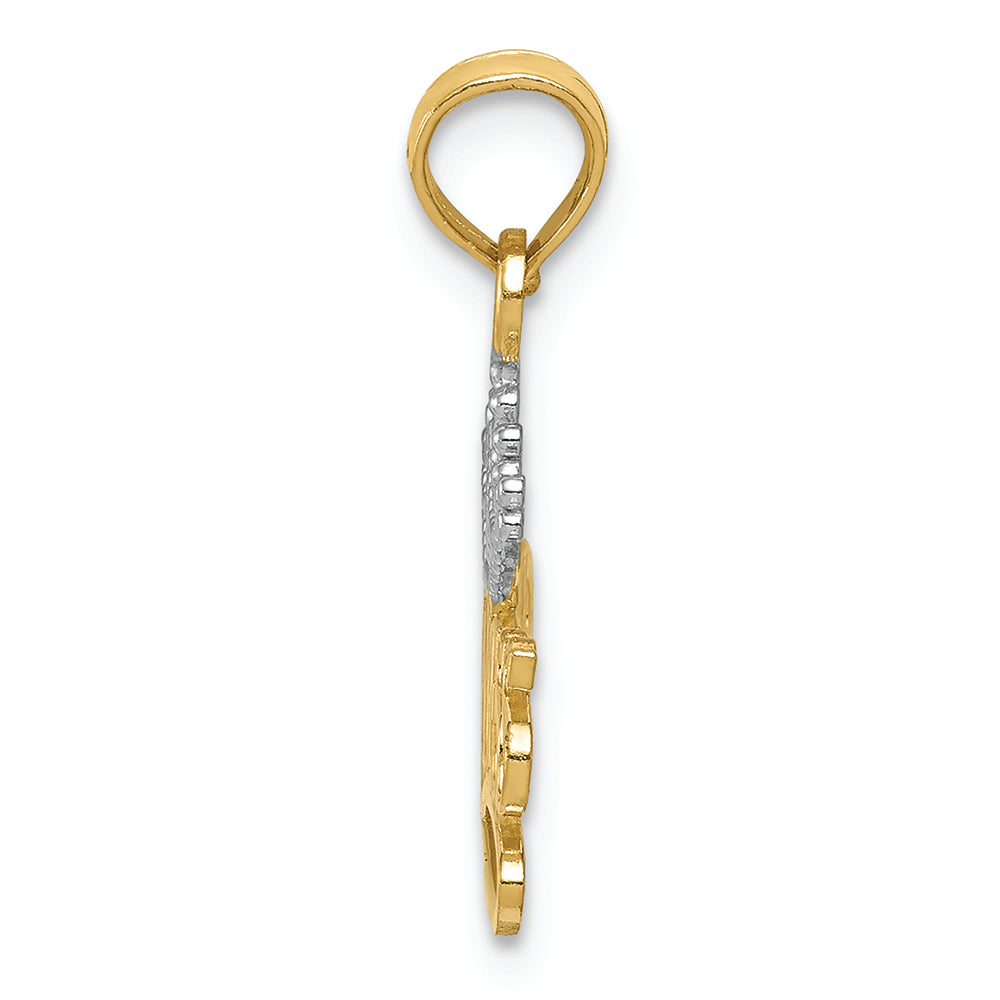 FJC Finejewelers 14k Yellow Gold with Rhodium Polished Princess with Crown Charm