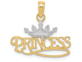 FJC Finejewelers 14k Yellow Gold with Rhodium Polished Princess with Crown Charm