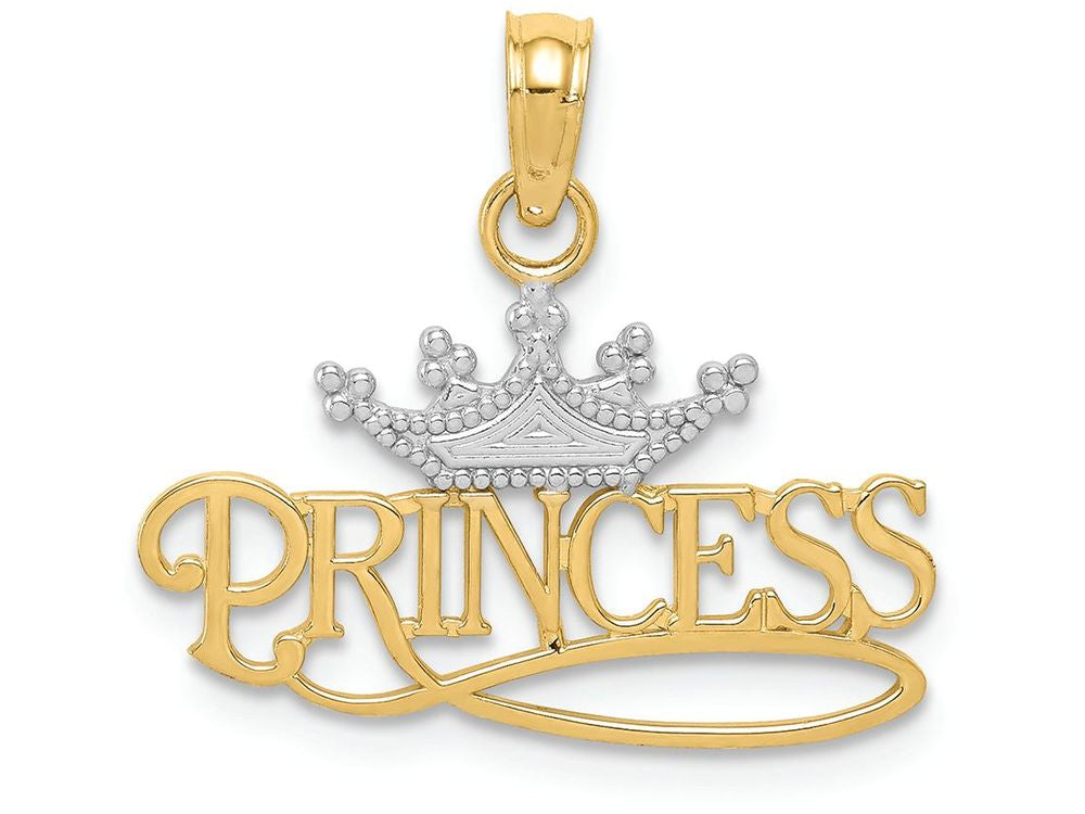 FJC Finejewelers 14k Yellow Gold with Rhodium Polished Princess with Crown Charm
