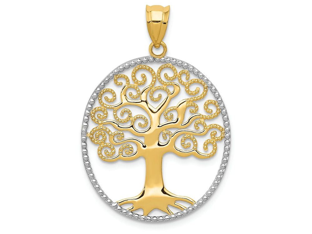 FJC Finejewelers 14k Yellow Gold with Rhodium Filigree Tree Of Life Charm