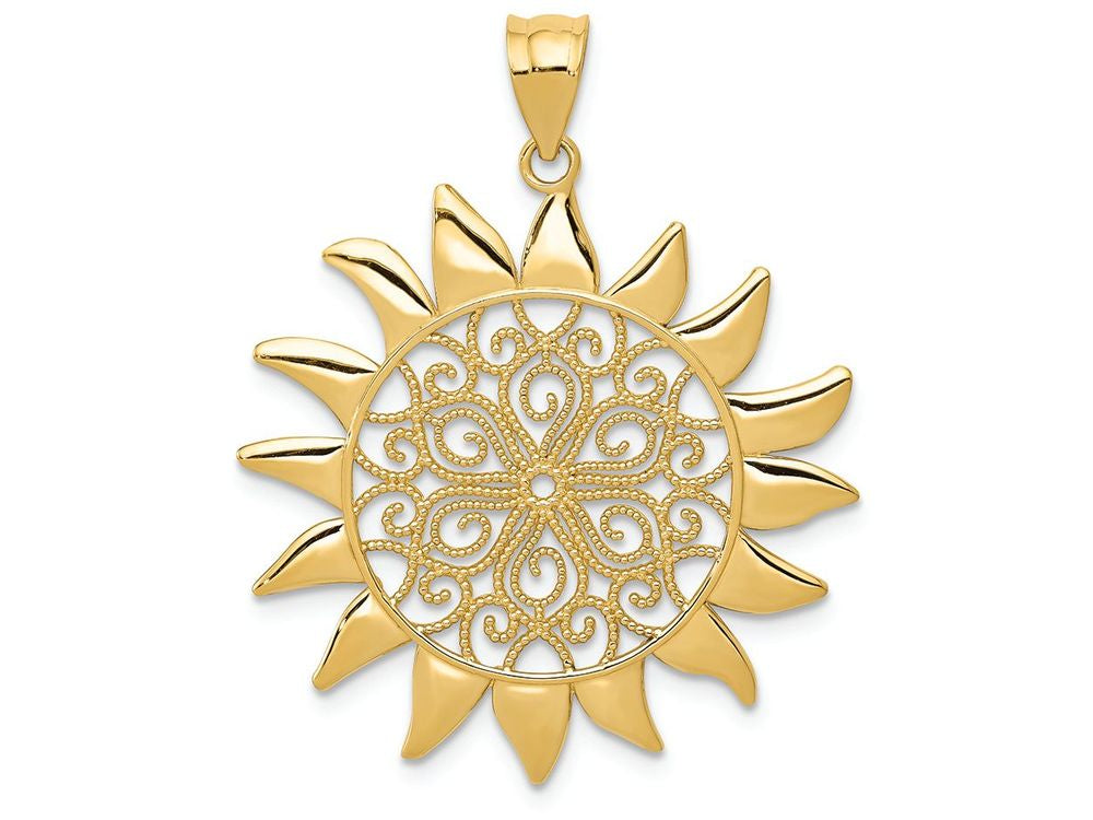 FJC Finejewelers 14k Yellow Gold Filigree Sun Charm