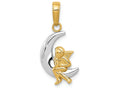FJC Finejewelers 14k Yellow Gold with Rhodium Polished Moon with Angel Charm
