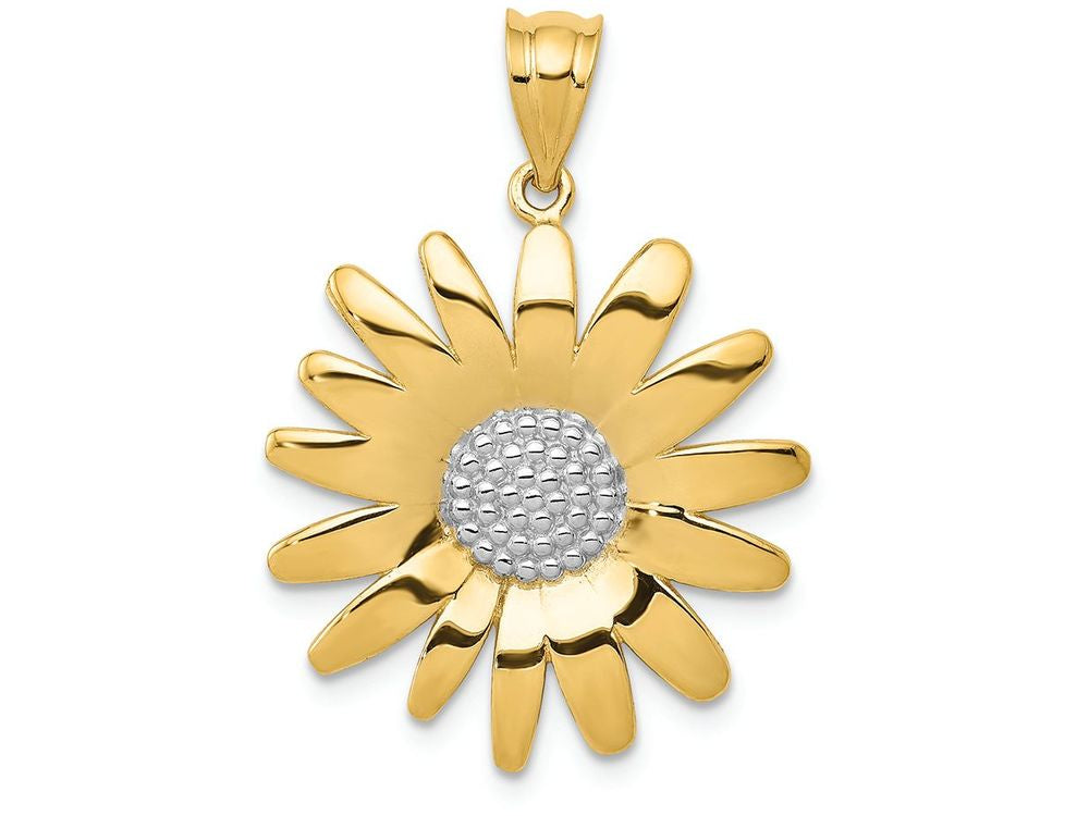FJC Finejewelers 14k Yellow Gold with Rhodium Sunflower Charm