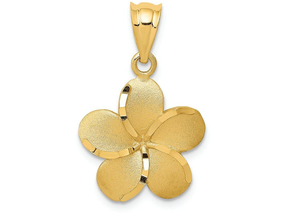 FJC Finejewelers 14k Yellow Gold Bright Cut Plumeria Charm