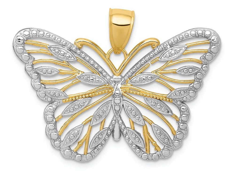 FJC Finejewelers 14k Yellow Gold And with Rhodium Butterfly Charm