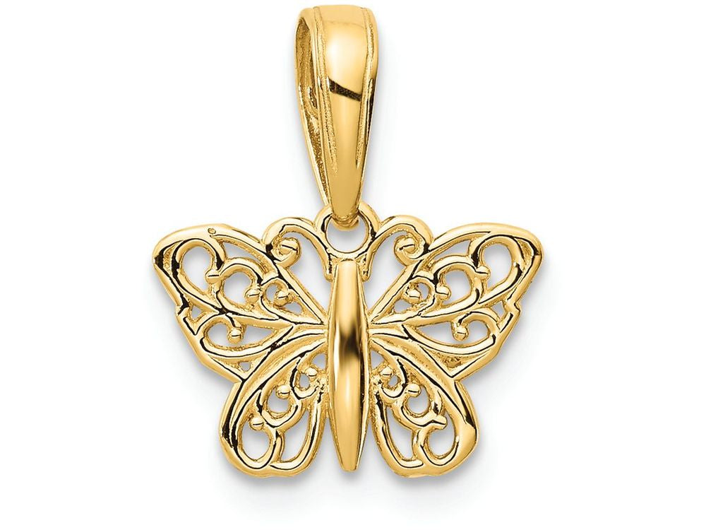 FJC Finejewelers 14k Yellow Gold Filigree Butterfly Charm