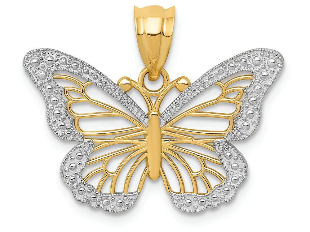 FJC Finejewelers 14k Yellow Gold with Rhodium Butterfly Charm
