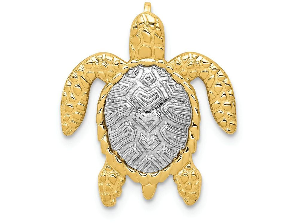 FJC Finejewelers 14k Two-tone Gold White Yellow Gold Turtle Charm Slide