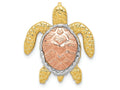 FJC Finejewelers 14k Two-tone Gold White with Rhodium Turtle Charm Slide