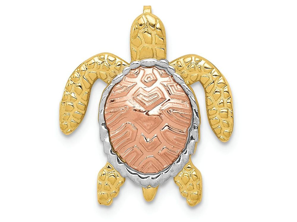 FJC Finejewelers 14k Two-tone Gold White with Rhodium Turtle Charm Slide