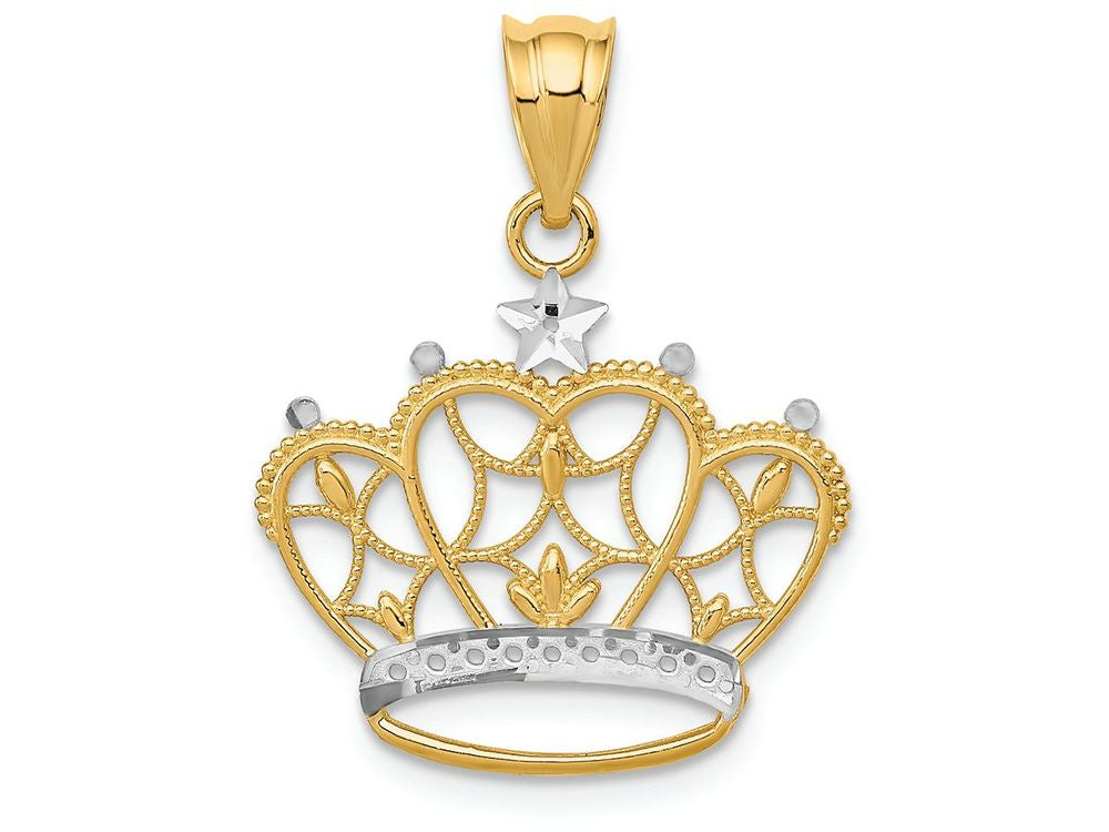 FJC Finejewelers 14k Yellow Gold with Rhodium Crown Charm
