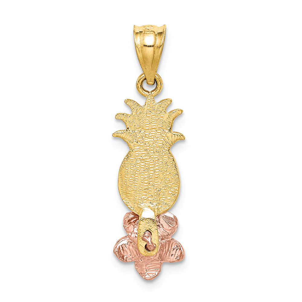 FJC Finejewelers 14k Yellow Rose Gold Pineapple with Plumeria Charm