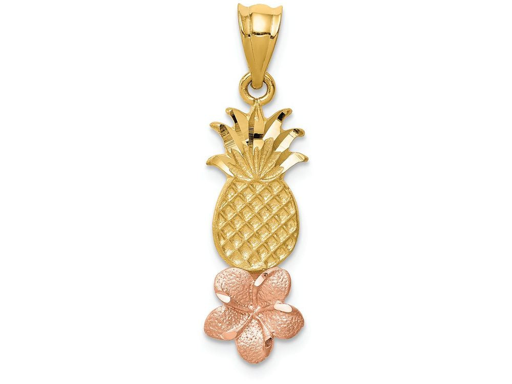 FJC Finejewelers 14k Yellow Rose Gold Pineapple with Plumeria Charm