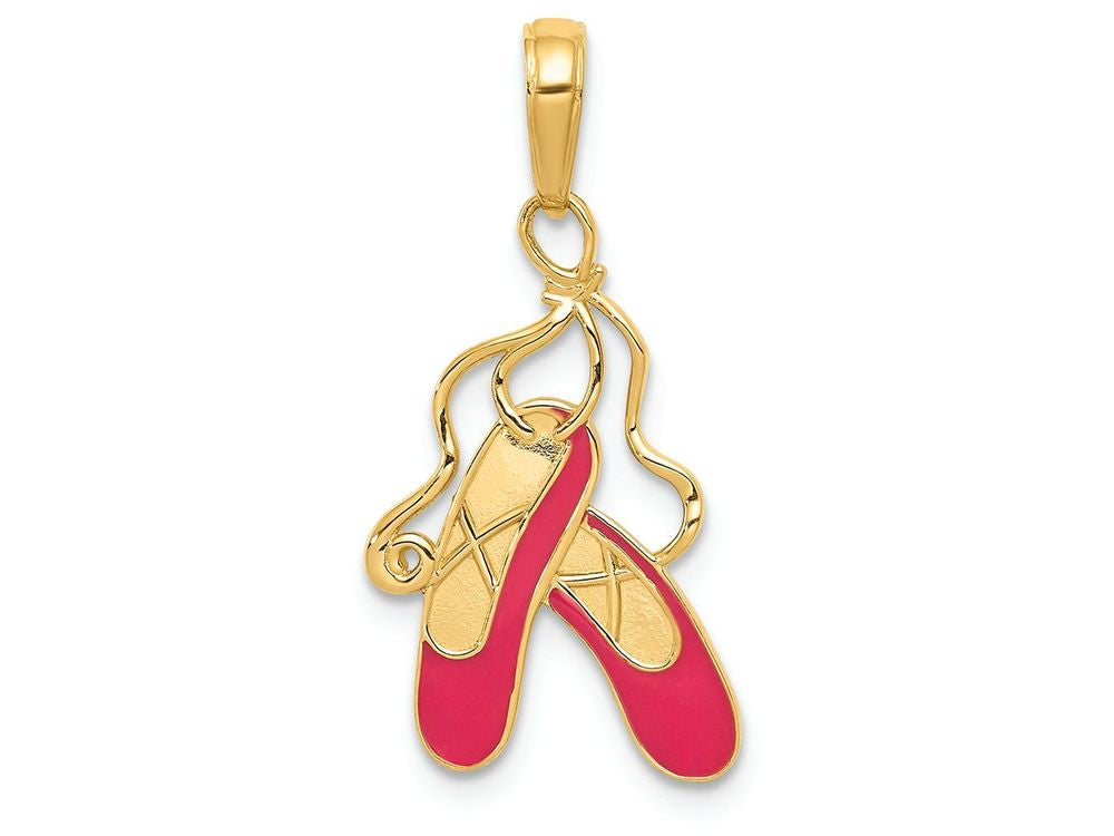 FJC Finejewelers 14k Yellow Gold Enameled Ballet Slippers Charm