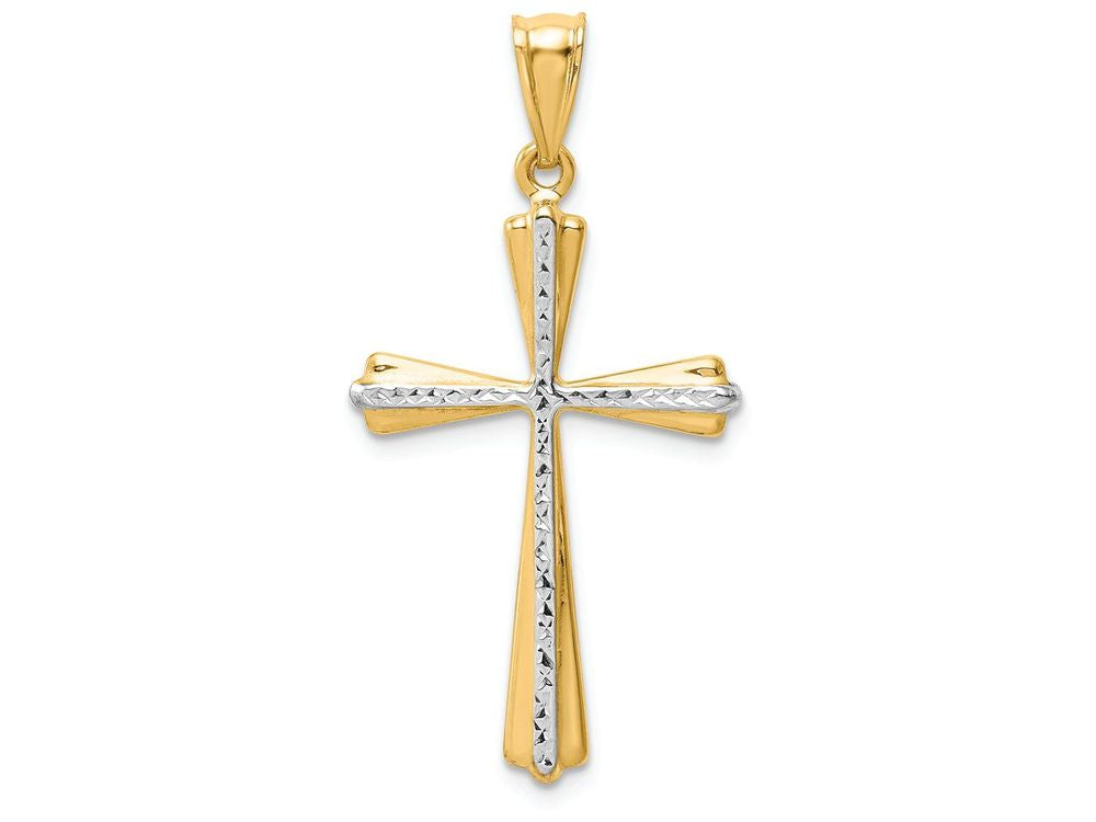 FJC Finejewelers 14k Two-tone Gold Bright Cut Cross Charm