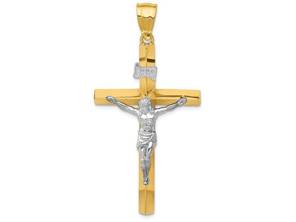 FJC Finejewelers 14k Two-tone Gold Inri Hollow Crucifix Charm