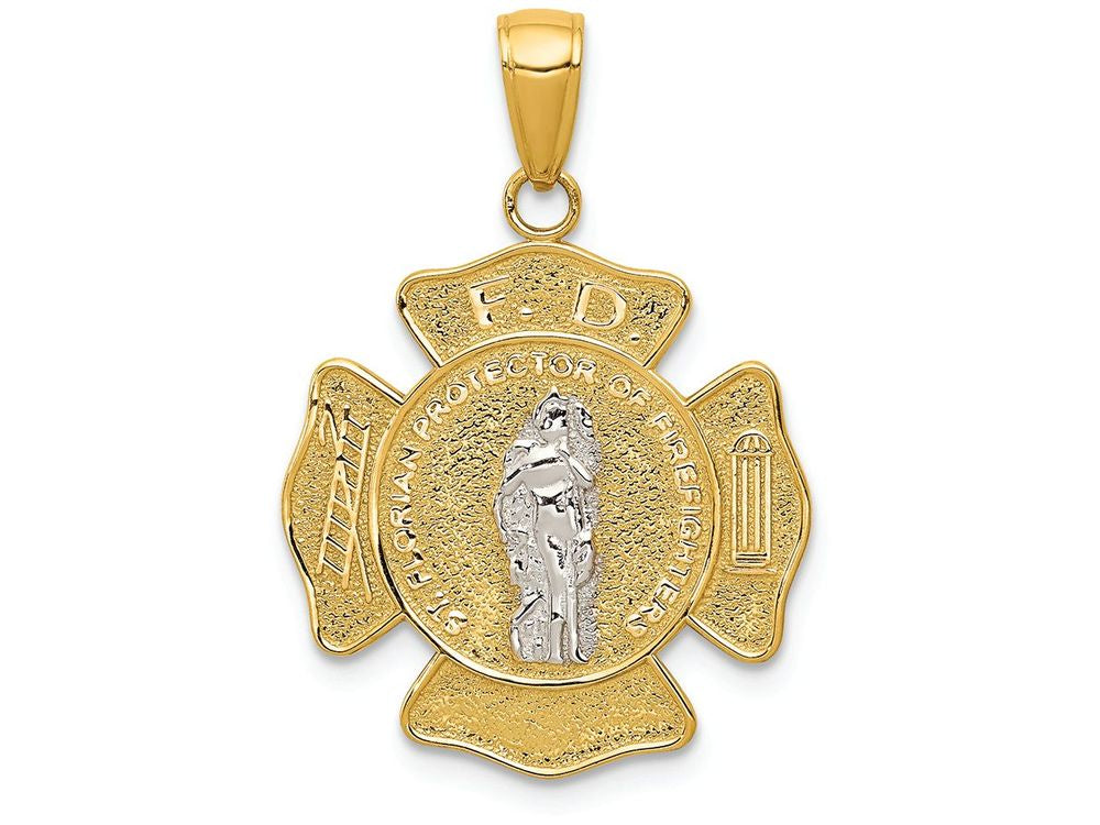 FJC Finejewelers 14k Two-tone Gold Saint Florian Medal Charm