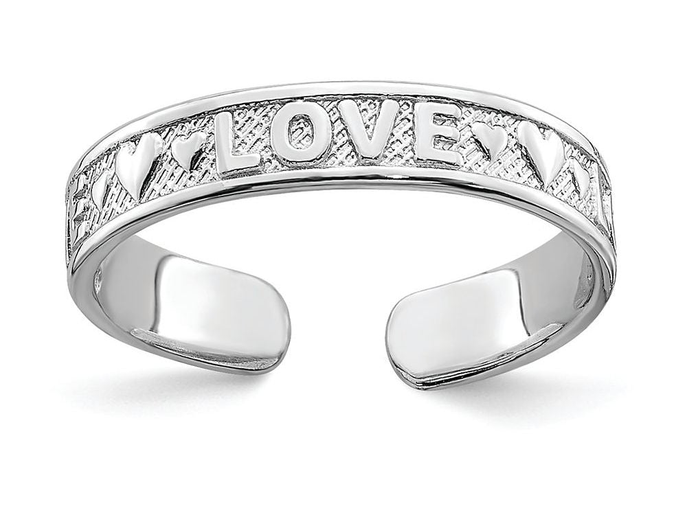 FJC Finejewelers 14k White Gold Polished Love Hearts Toe Ring 3mm wide
