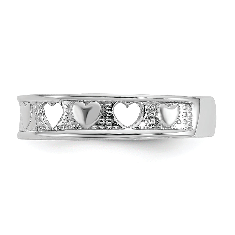 FJC Finejewelers 14k White Gold Polished with Hearts Toe Ring 3mm wide