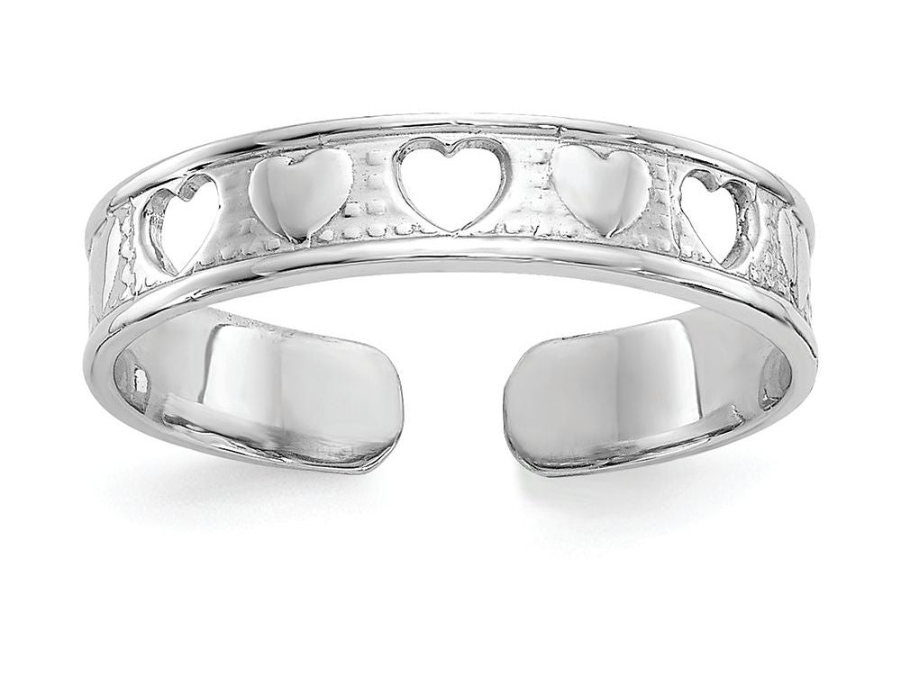 FJC Finejewelers 14k White Gold Polished with Hearts Toe Ring 3mm wide