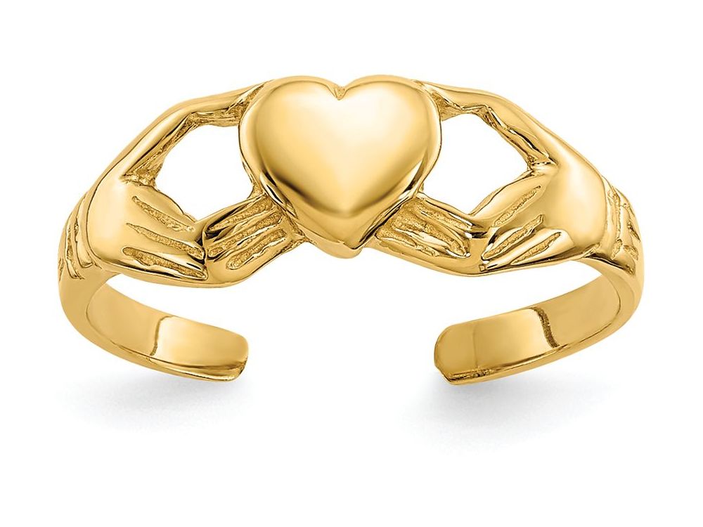 FJC Finejewelers 14k Yellow Gold Polished Claddagh Toe Ring 2mm wide