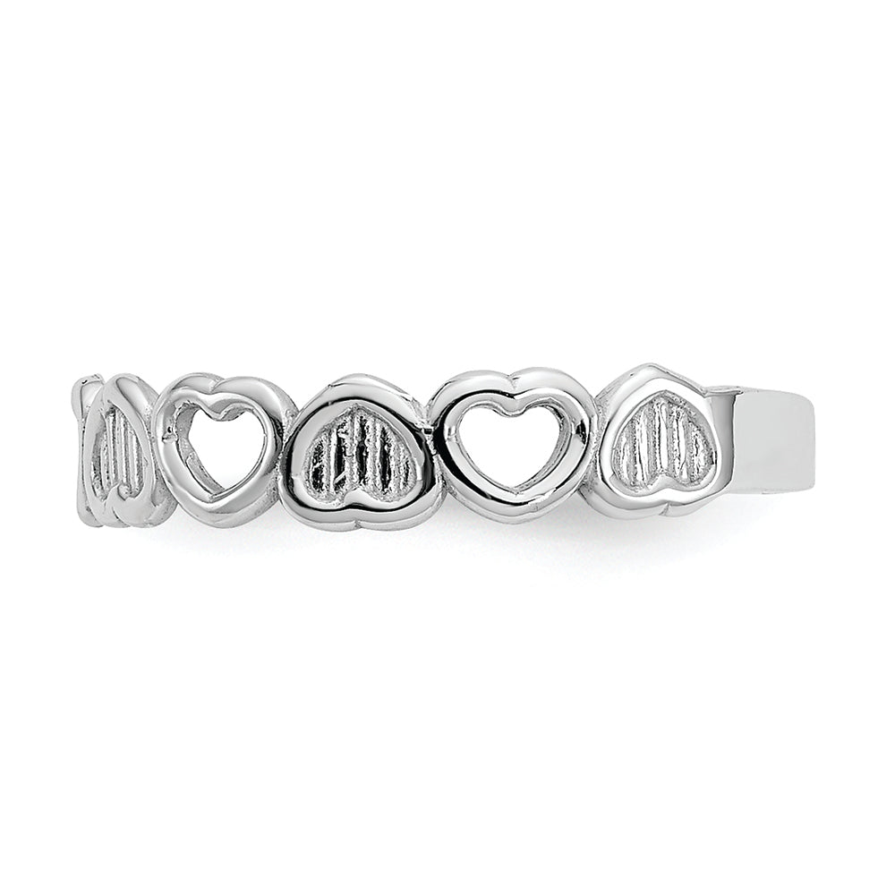 FJC Finejewelers 14k White Gold Polished Hearts Patterned Toe Ring 3mm wide