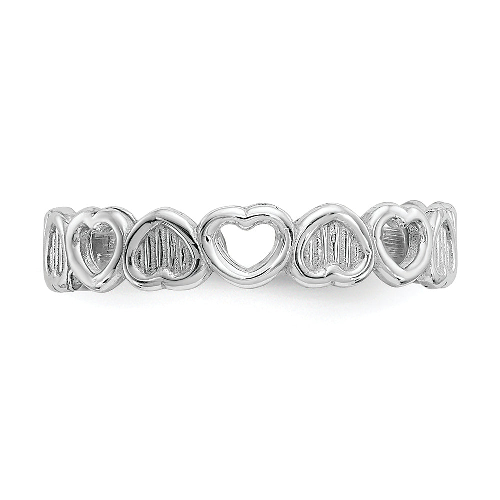 FJC Finejewelers 14k White Gold Polished Hearts Patterned Toe Ring 3mm wide