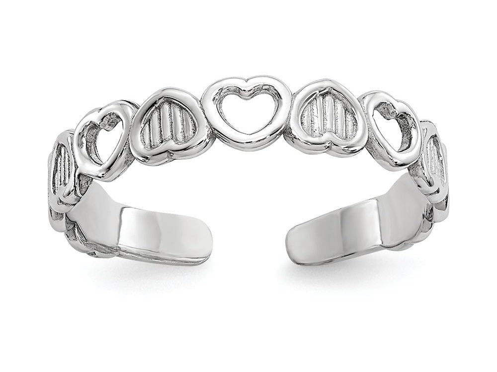FJC Finejewelers 14k White Gold Polished Hearts Patterned Toe Ring 3mm wide