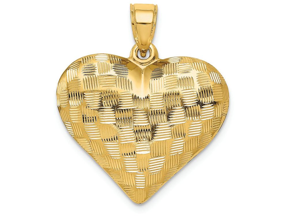 FJC Finejewelers 14k Yellow Gold Textured Puff Heart Charm