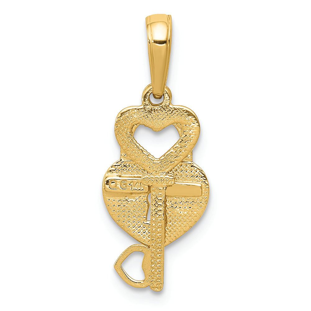 FJC Finejewelers 14k Yellow Gold Polished Key And Heart Shaped Lock Moveable Charm