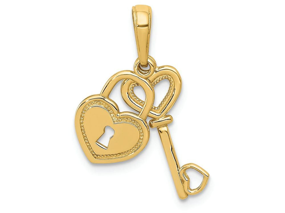 FJC Finejewelers 14k Yellow Gold Polished Key And Heart Shaped Lock Moveable Charm