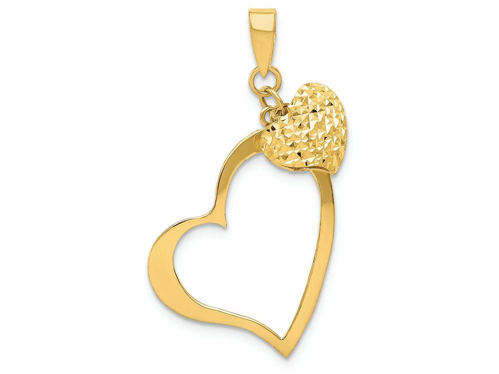 FJC Finejewelers 14k Yellow Gold Open Heart Puffed Heart Charm