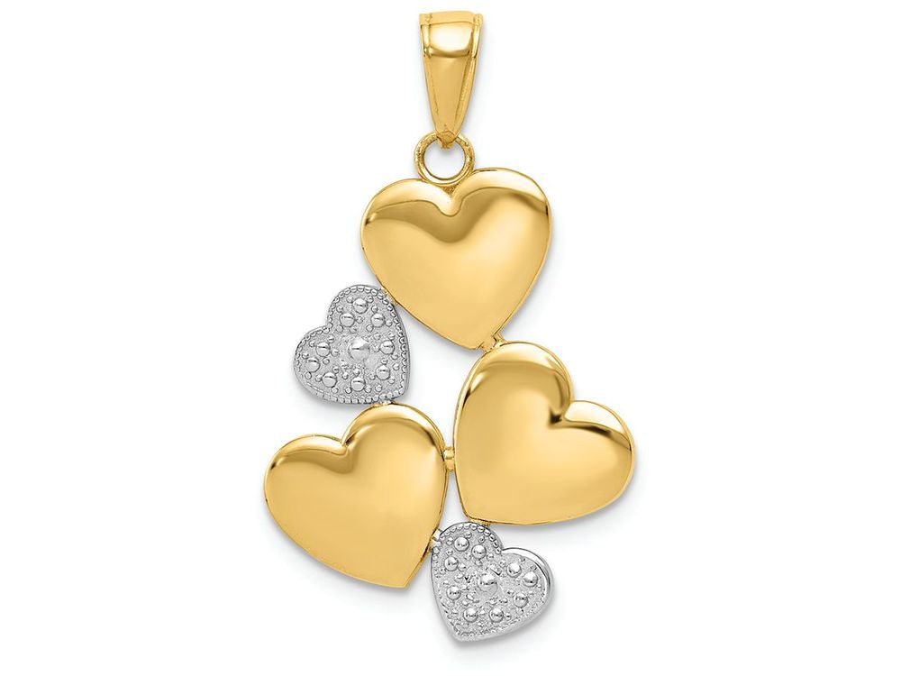 FJC Finejewelers 14k Yellow Gold with Rhodium Polished Heart Cluster Charm