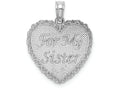 FJC Finejewelers 14k White Gold White For My Sisterwe Are Forever Friends On Hearttext Charm