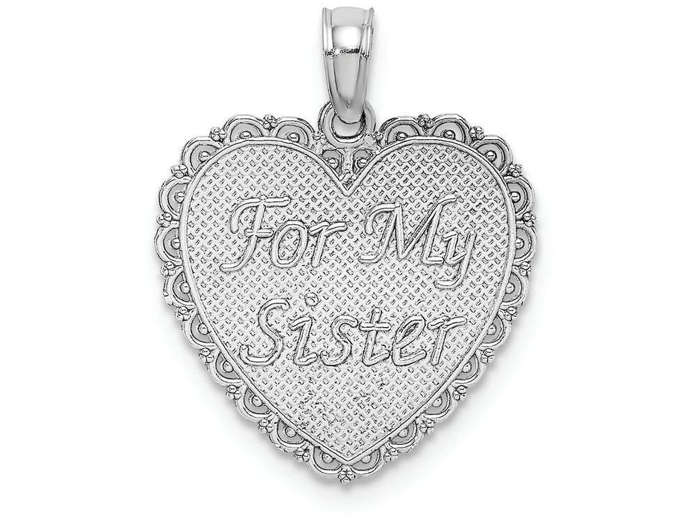 FJC Finejewelers 14k White Gold White For My Sisterwe Are Forever Friends On Hearttext Charm