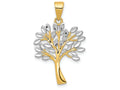 FJC Finejewelers 14k Yellow Gold with Rhodium Bright Cut Tree Charm