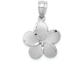 FJC Finejewelers 14k Yellow Gold Dipped In White with Rhodium Polished Satin Bright Cut Plumeria Charm