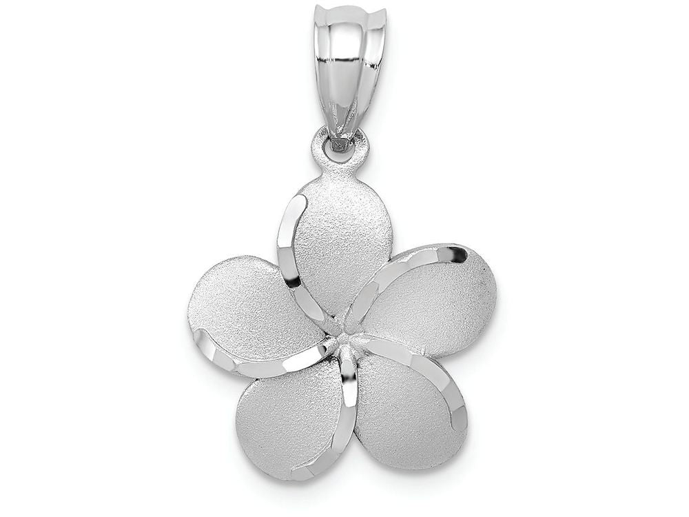 FJC Finejewelers 14k Yellow Gold Dipped In White with Rhodium Polished Satin Bright Cut Plumeria Charm