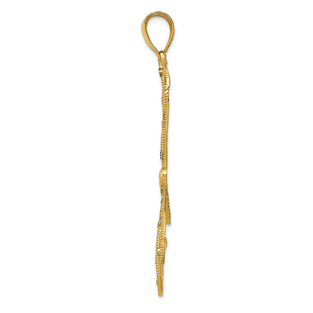 FJC Finejewelers 14k Yellow Gold with Rhodium Polished Bright Cut Filigree Dragonfly Charm